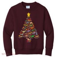 Dinosaur Christmas Tree Dino Trex Paleontologist Xmas Kids Sweatshirt thumb 0