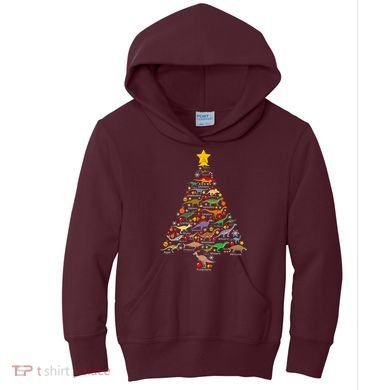 Dinosaur Christmas Tree Dino Trex Paleontologist Xmas Kids Hoodie