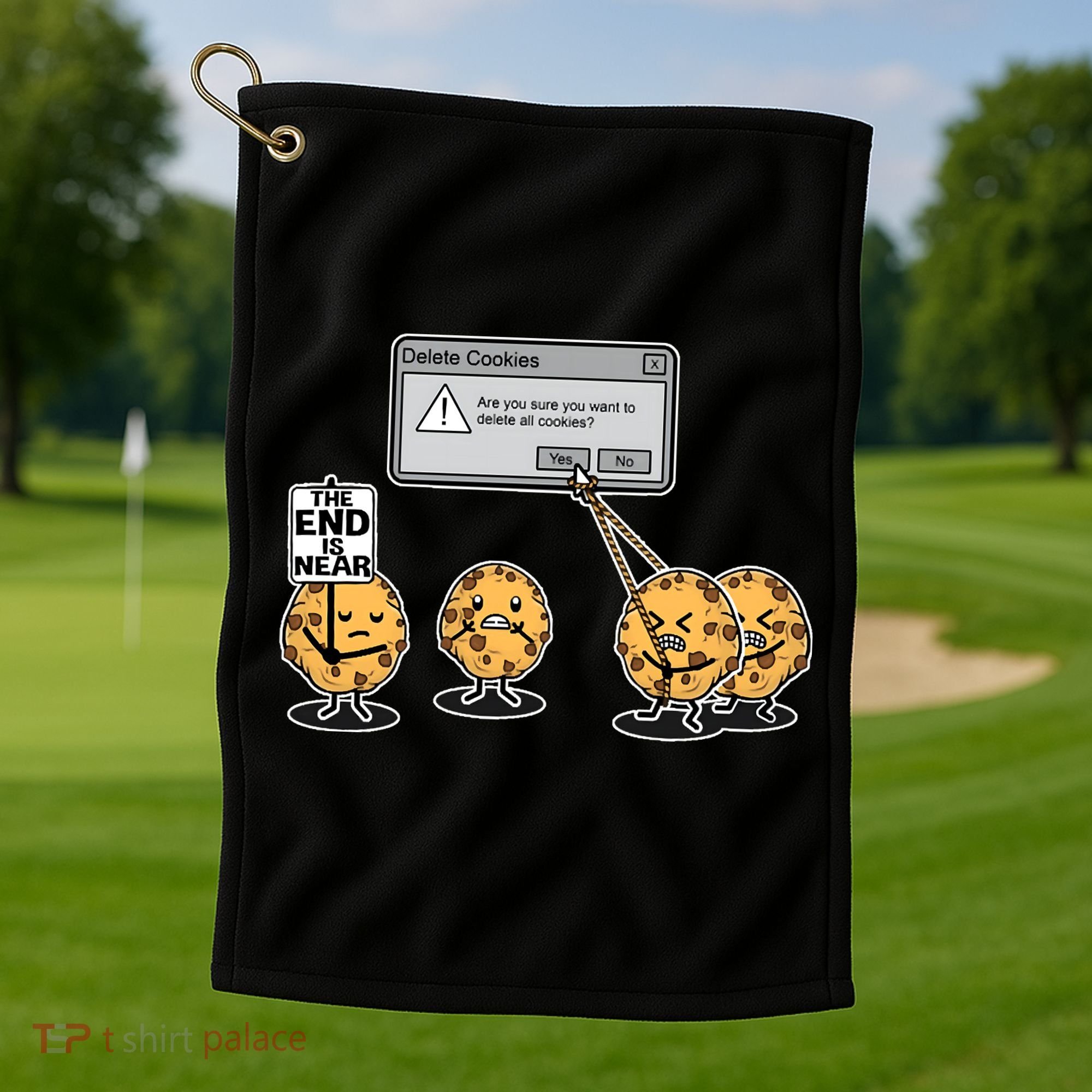 Deleting Cookies The End Is Near Funny Golf Towel