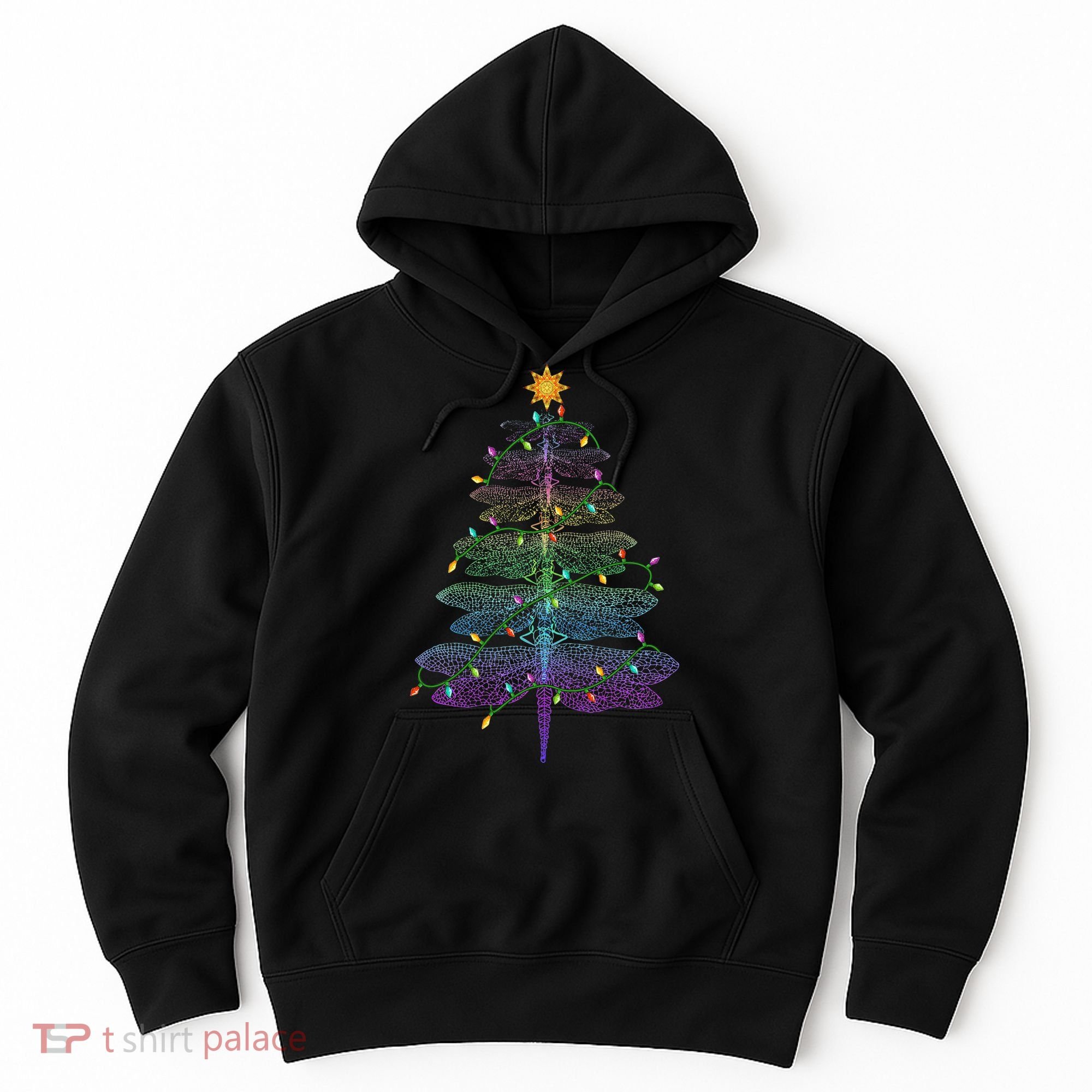 Dragonfly Christmas Tree Light Family Matching Pajamas Xmas Hoodie
