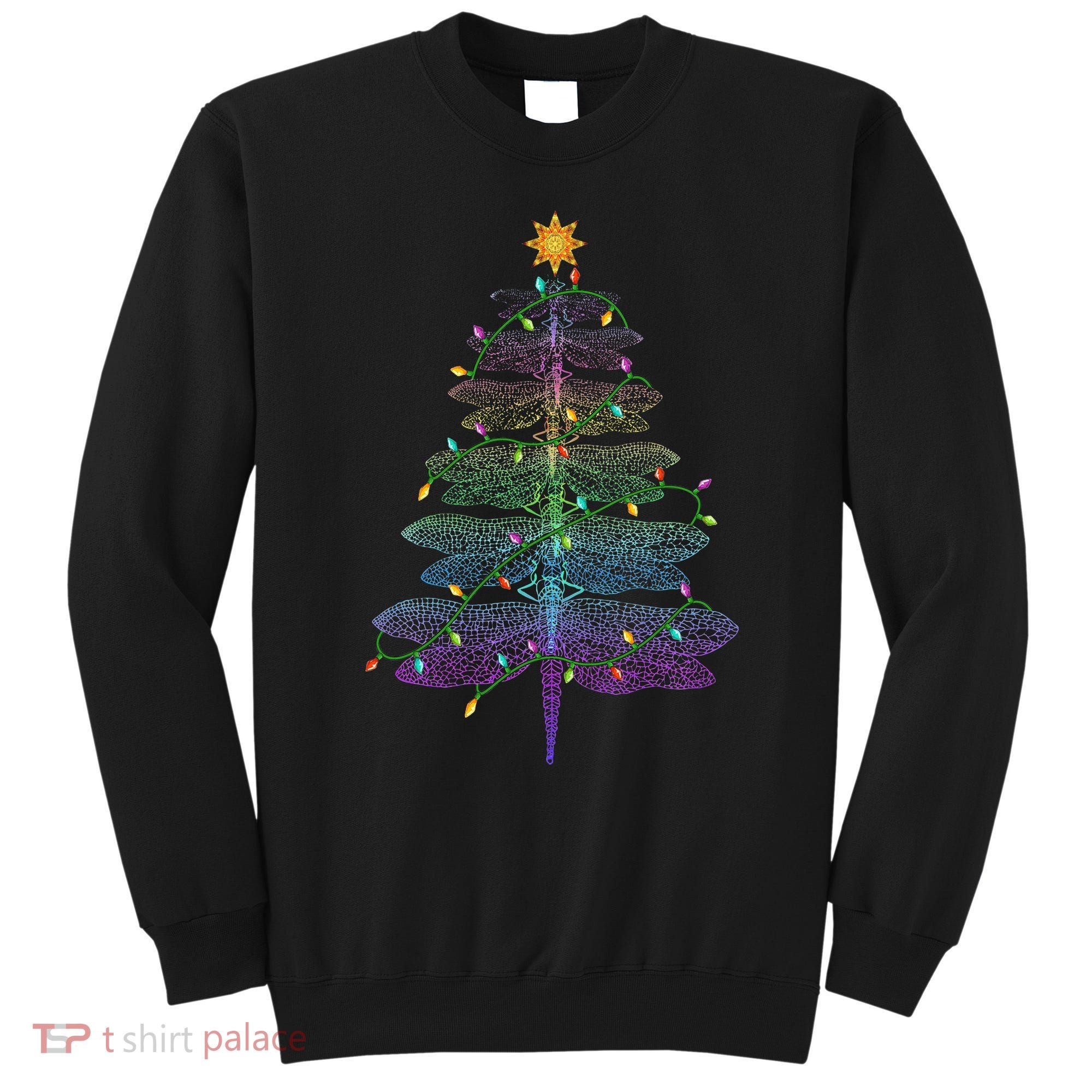 Dragonfly Christmas Tree Light Family Matching Pajamas Xmas Sweatshirt