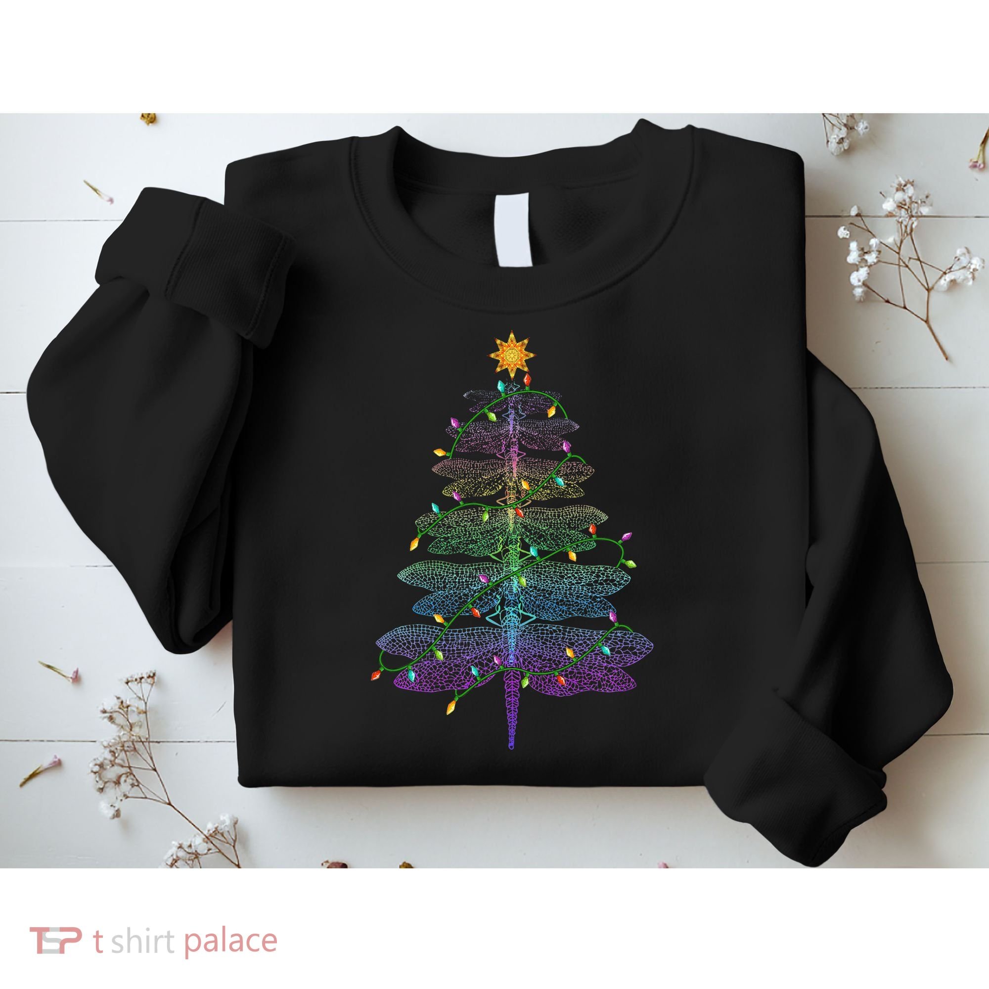 Dragonfly Christmas Tree Light Family Matching Pajamas Xmas Sweatshirt
