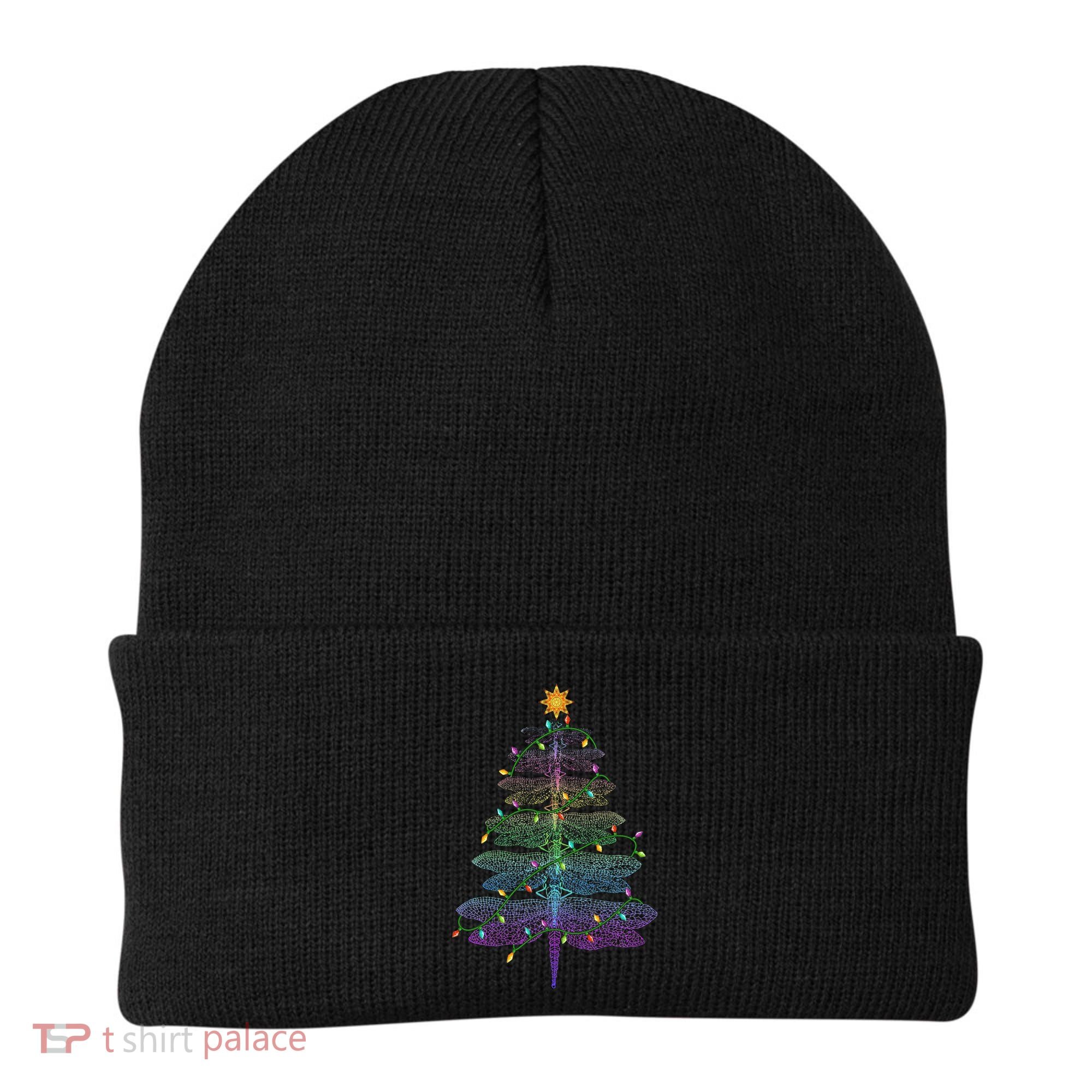 Dragonfly Christmas Tree Light Family Matching Pajamas Xmas Beanie