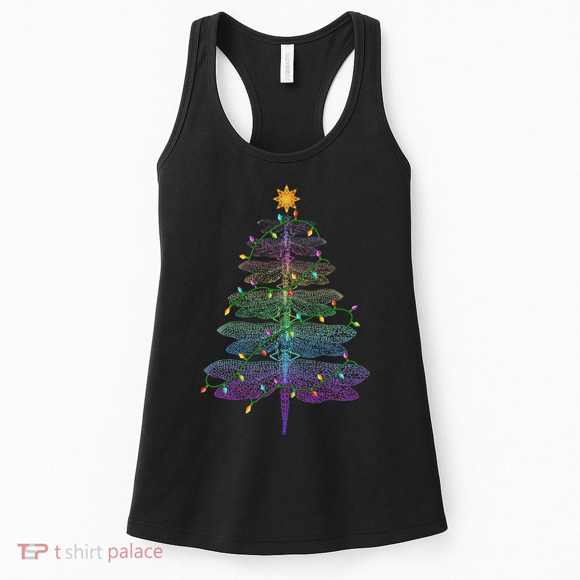 Dragonfly Christmas Tree Light Family Matching Pajamas Xmas Women's Tank Top