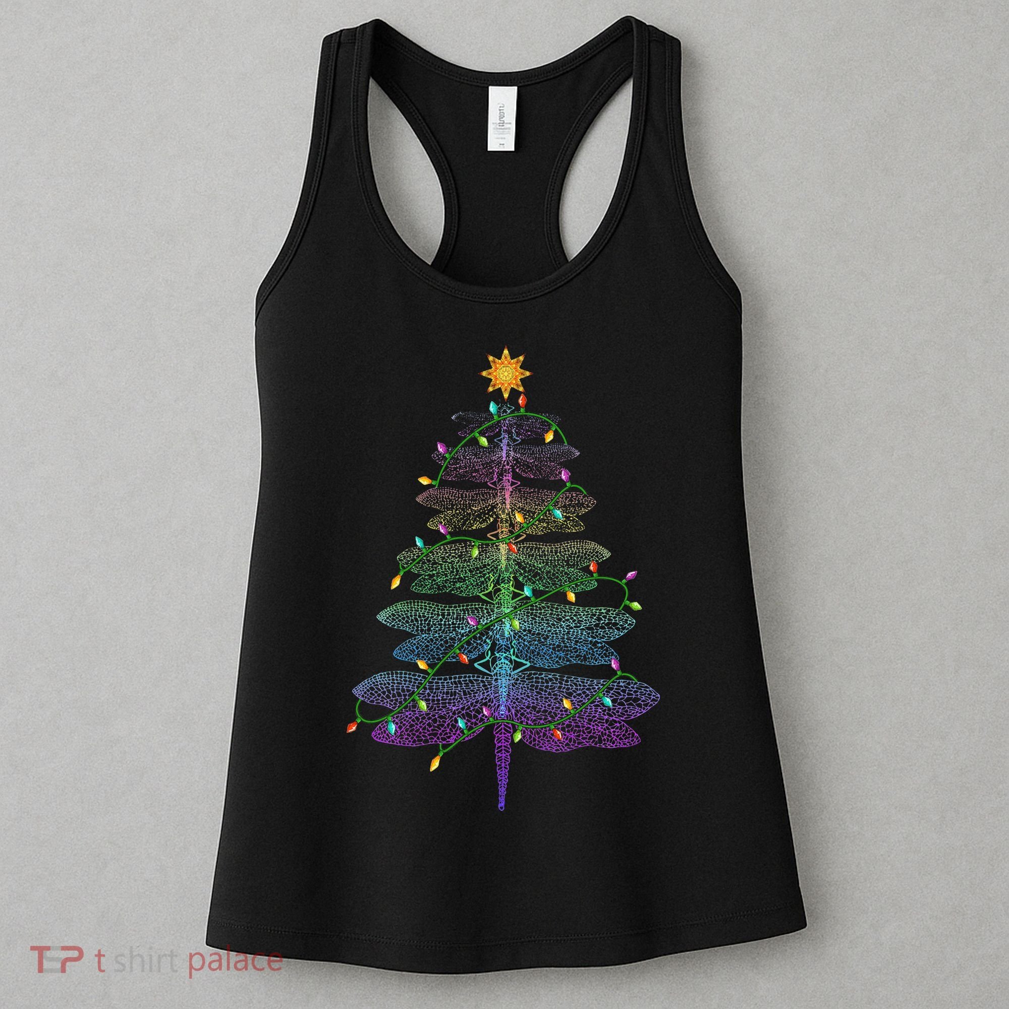 Dragonfly Christmas Tree Light Family Matching Pajamas Xmas Women's Tank Top
