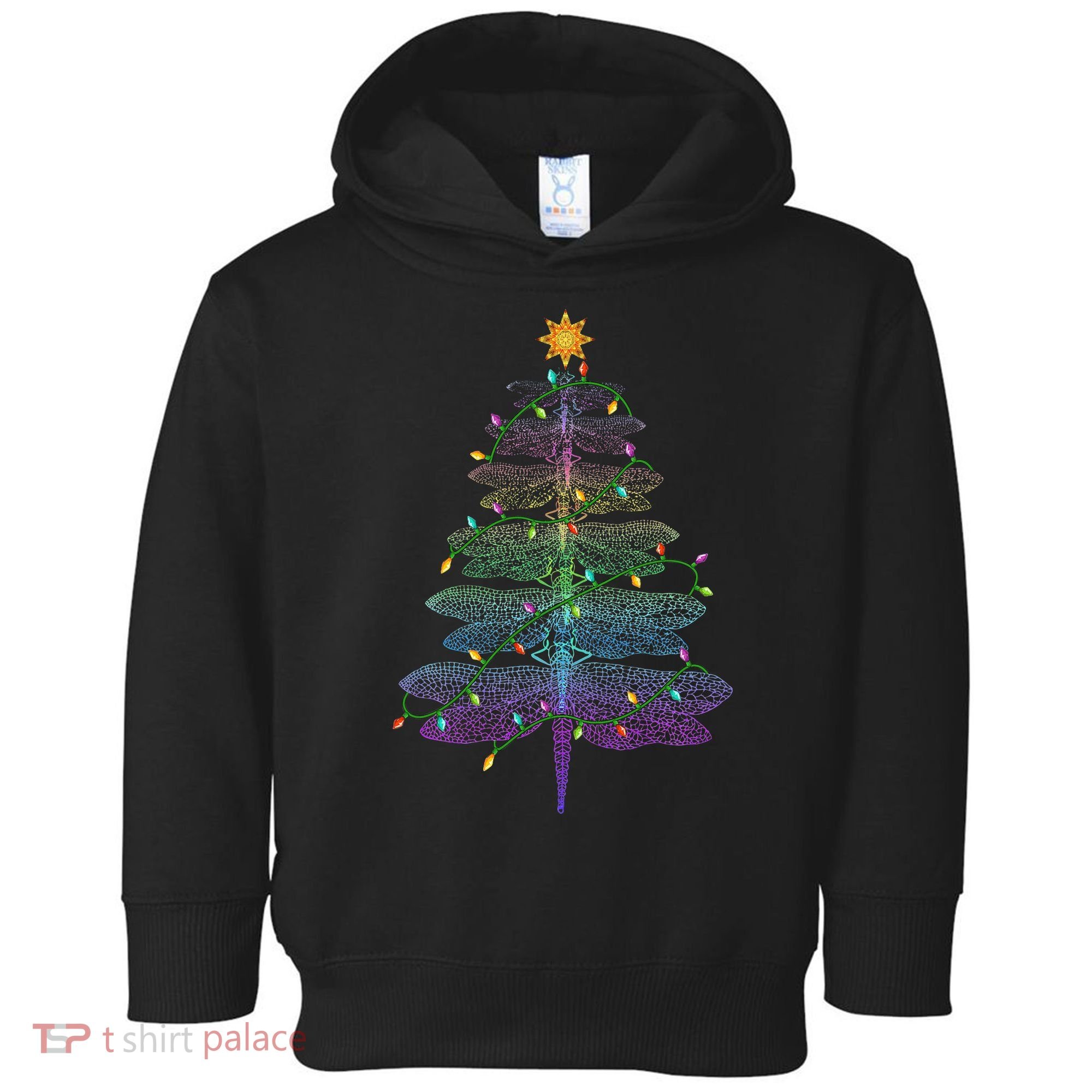 Dragonfly Christmas Tree Light Family Matching Pajamas Xmas Toddler Hoodie