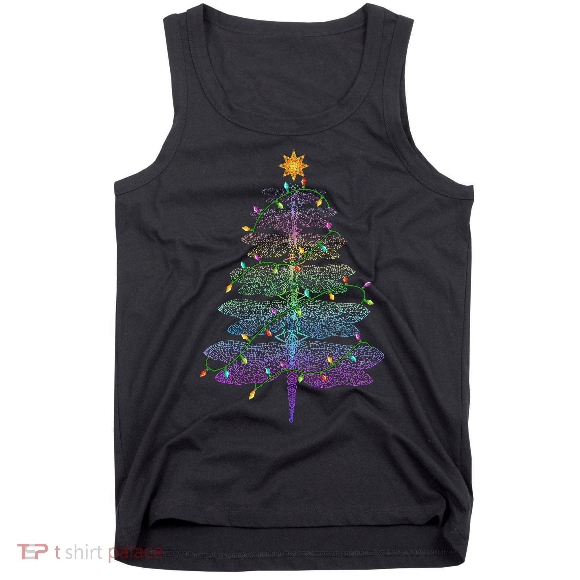 Dragonfly Christmas Tree Light Family Matching Pajamas Xmas Tank Top