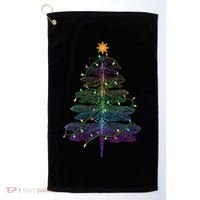 Dragonfly Christmas Tree Light Family Matching Pajamas Xmas Golf Towel thumb 0