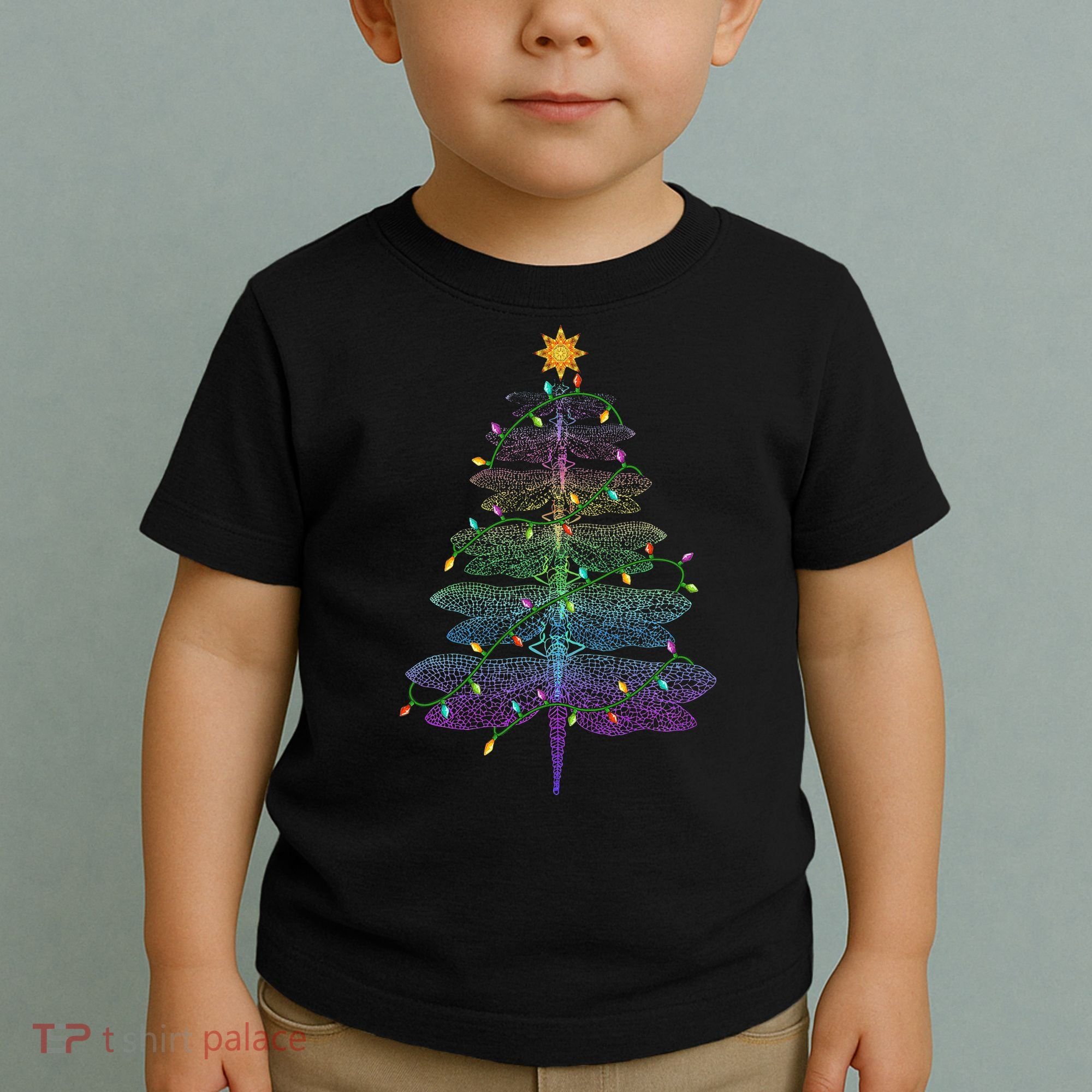 Dragonfly Christmas Tree Light Family Matching Pajamas Xmas Toddler T-Shirt