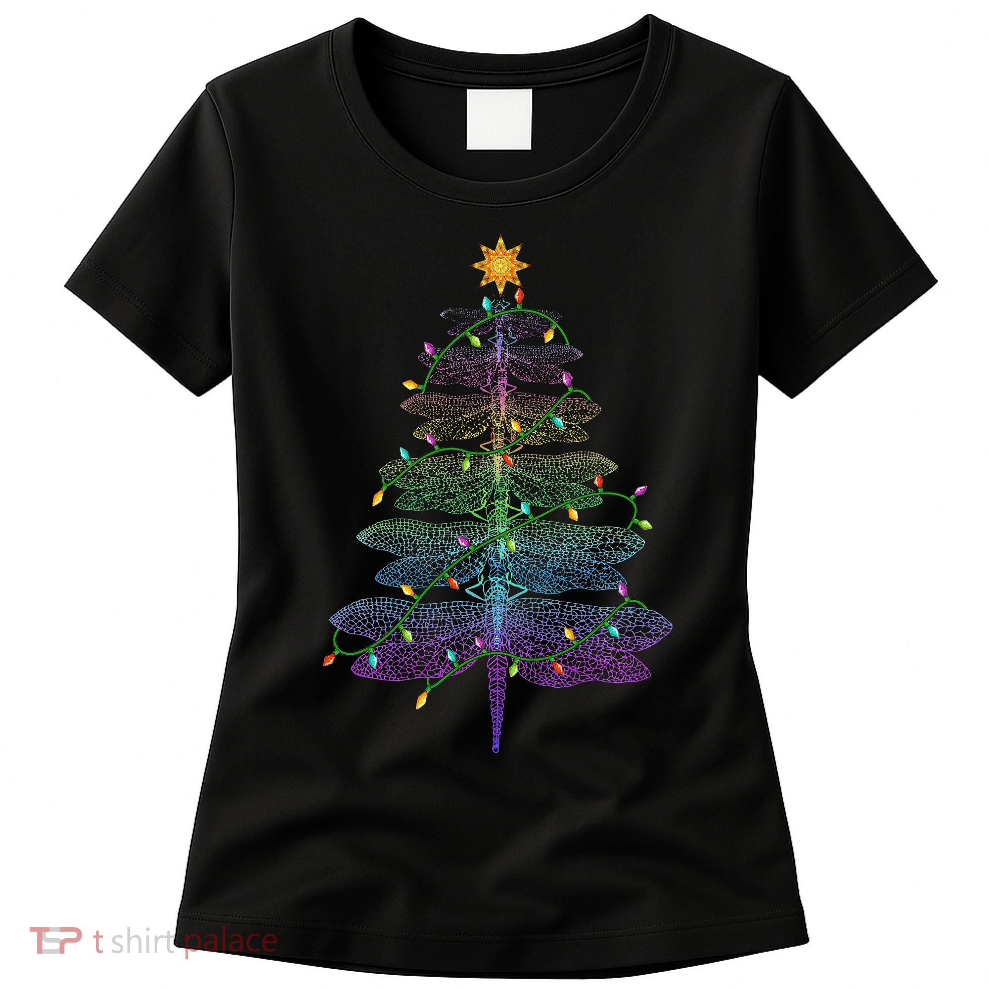 Dragonfly Christmas Tree Light Family Matching Pajamas Xmas Women's T-Shirt