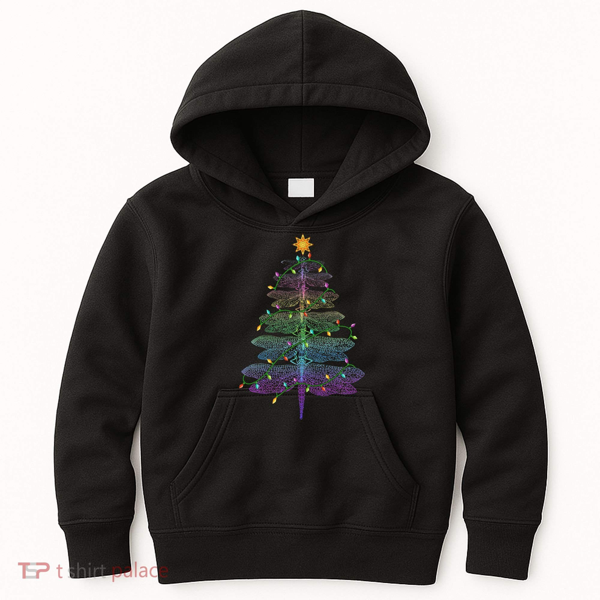 Dragonfly Christmas Tree Light Family Matching Pajamas Xmas Kids Hoodie