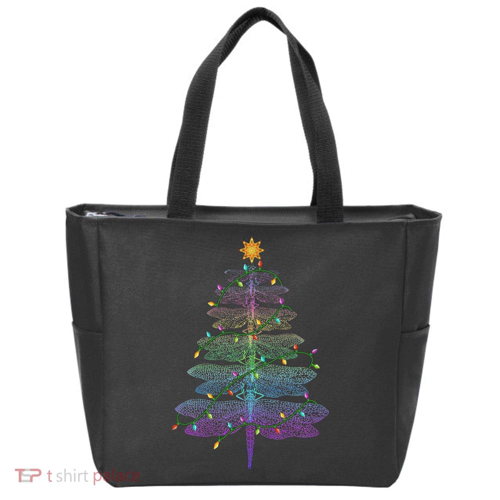 Dragonfly Christmas Tree Light Family Matching Pajamas Xmas Tote Bag