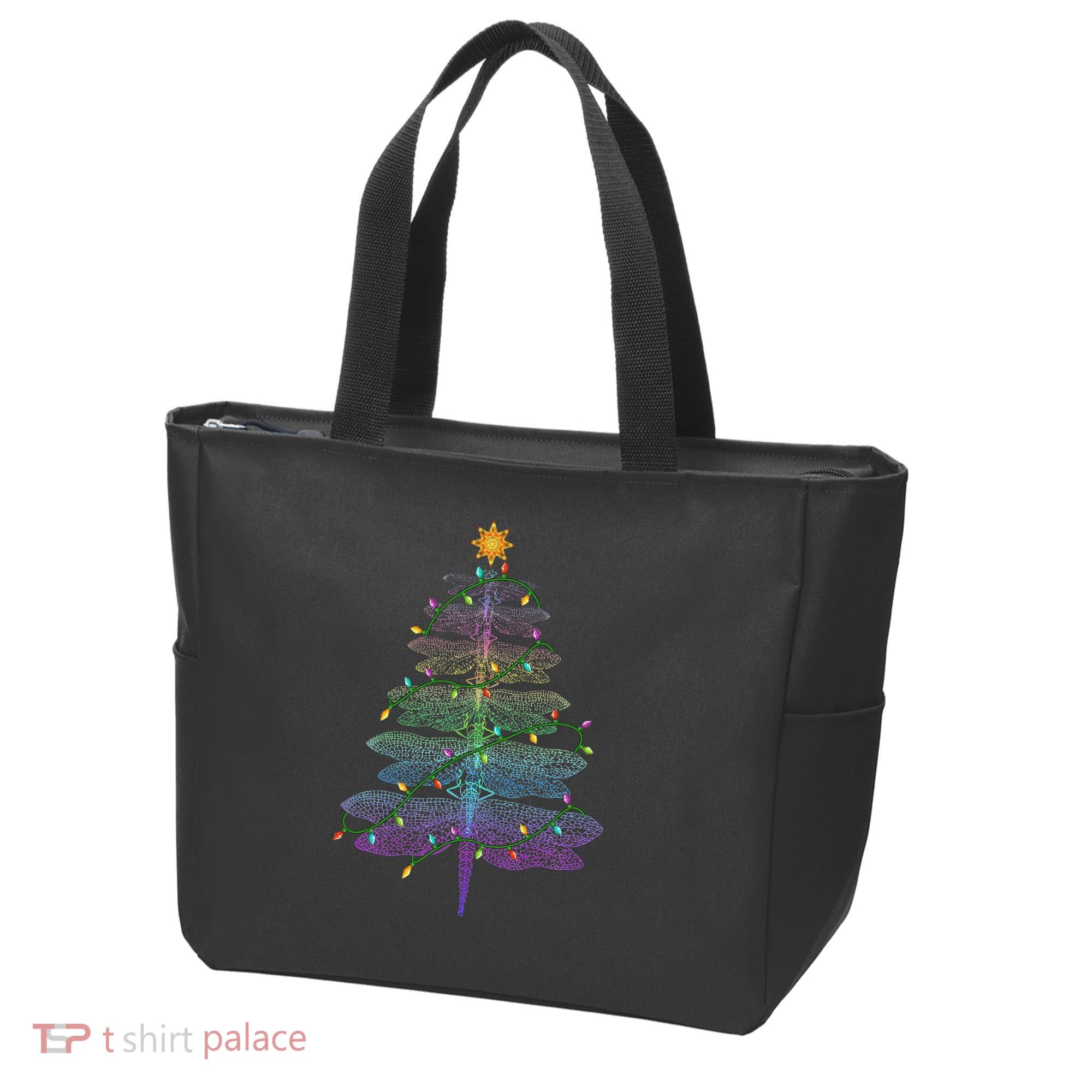 Dragonfly Christmas Tree Light Family Matching Pajamas Xmas Tote Bag