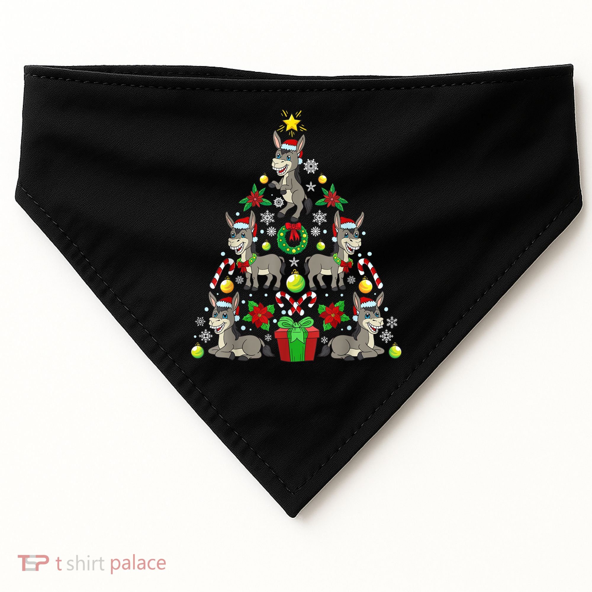 Donkey Christmas Tree Farmer USA-Made Doggie Bandana