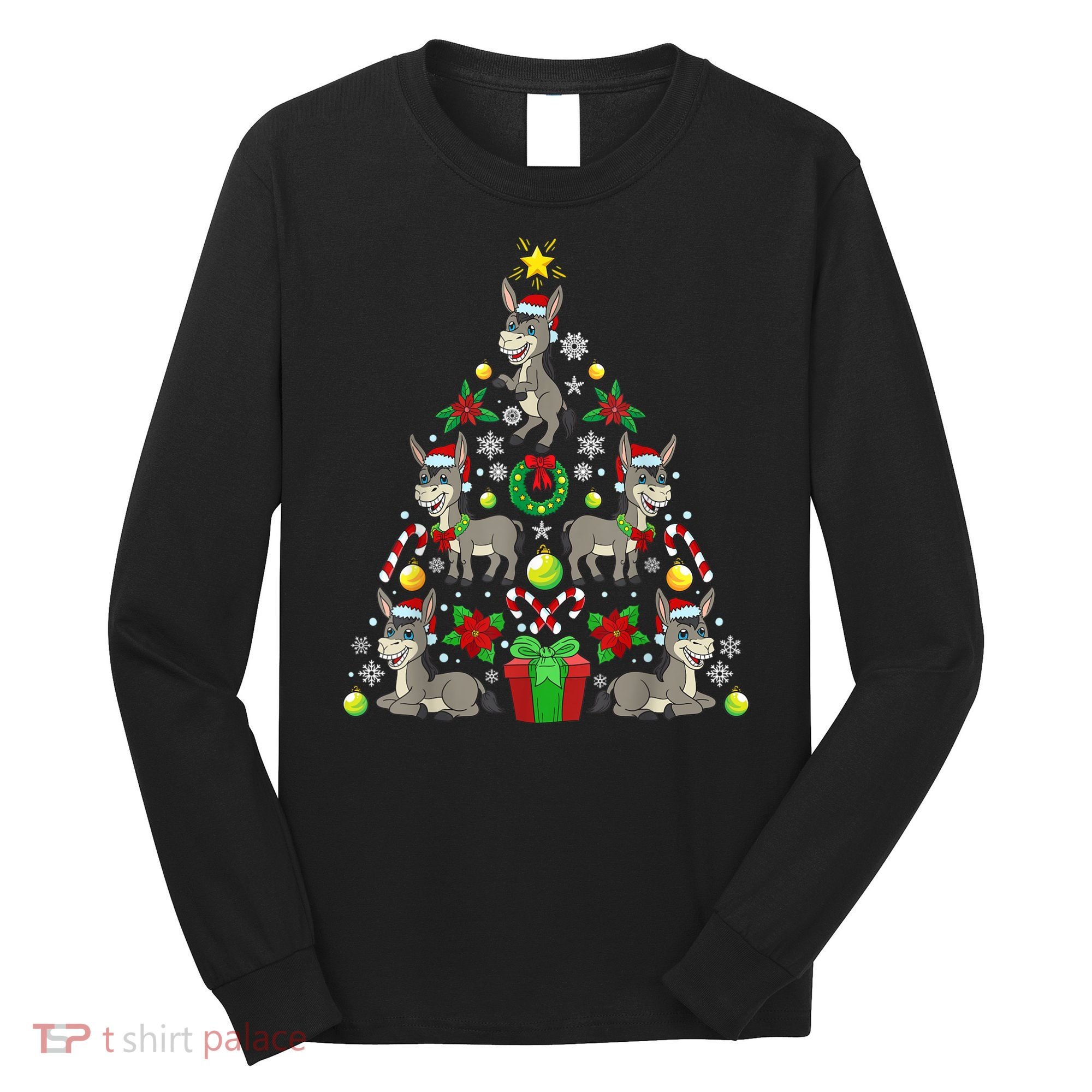 Donkey Christmas Tree Farmer Long Sleeve Shirt