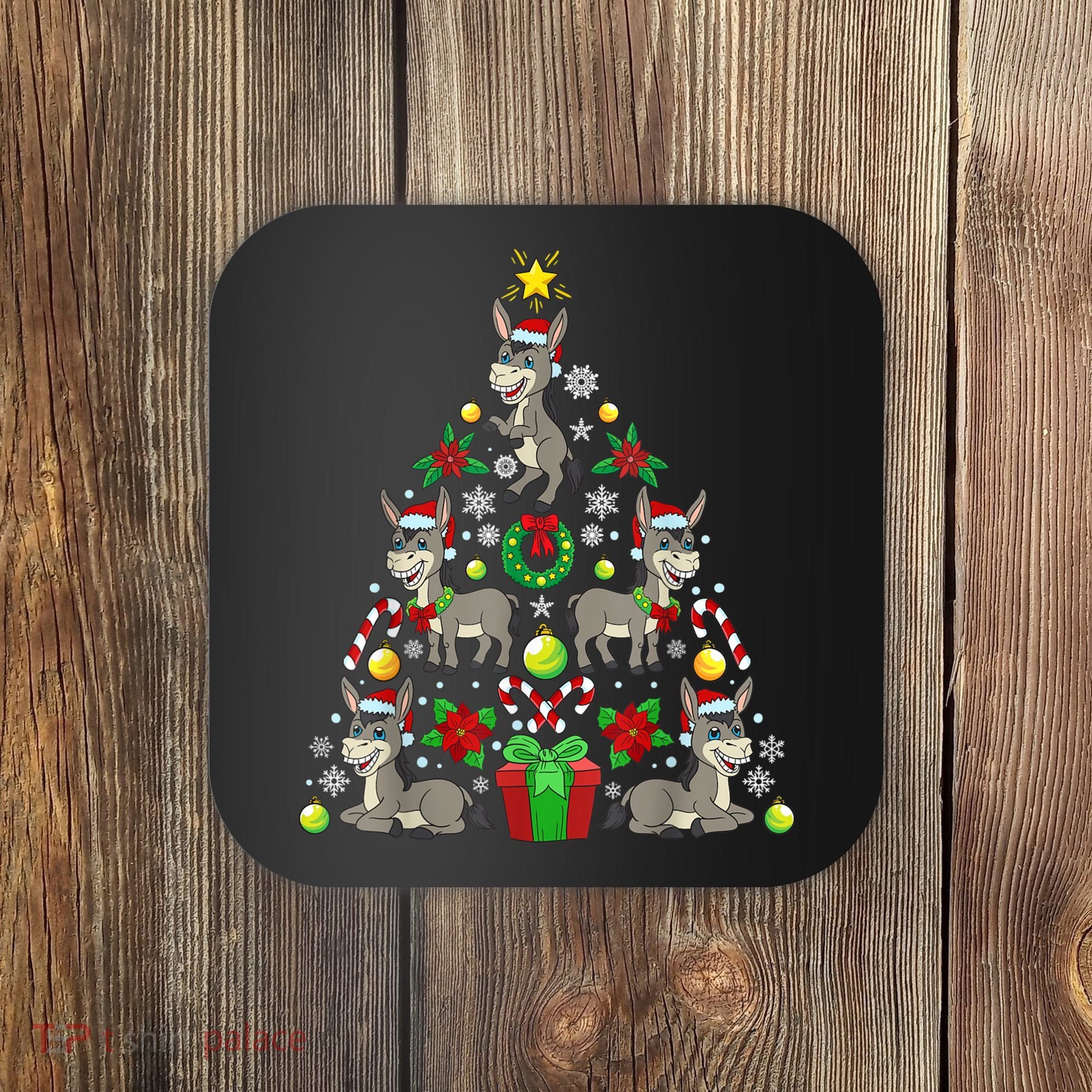 Donkey Christmas Tree Farmer Coaster
