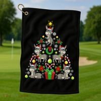 Donkey Christmas Tree Farmer Golf Towel thumb 1