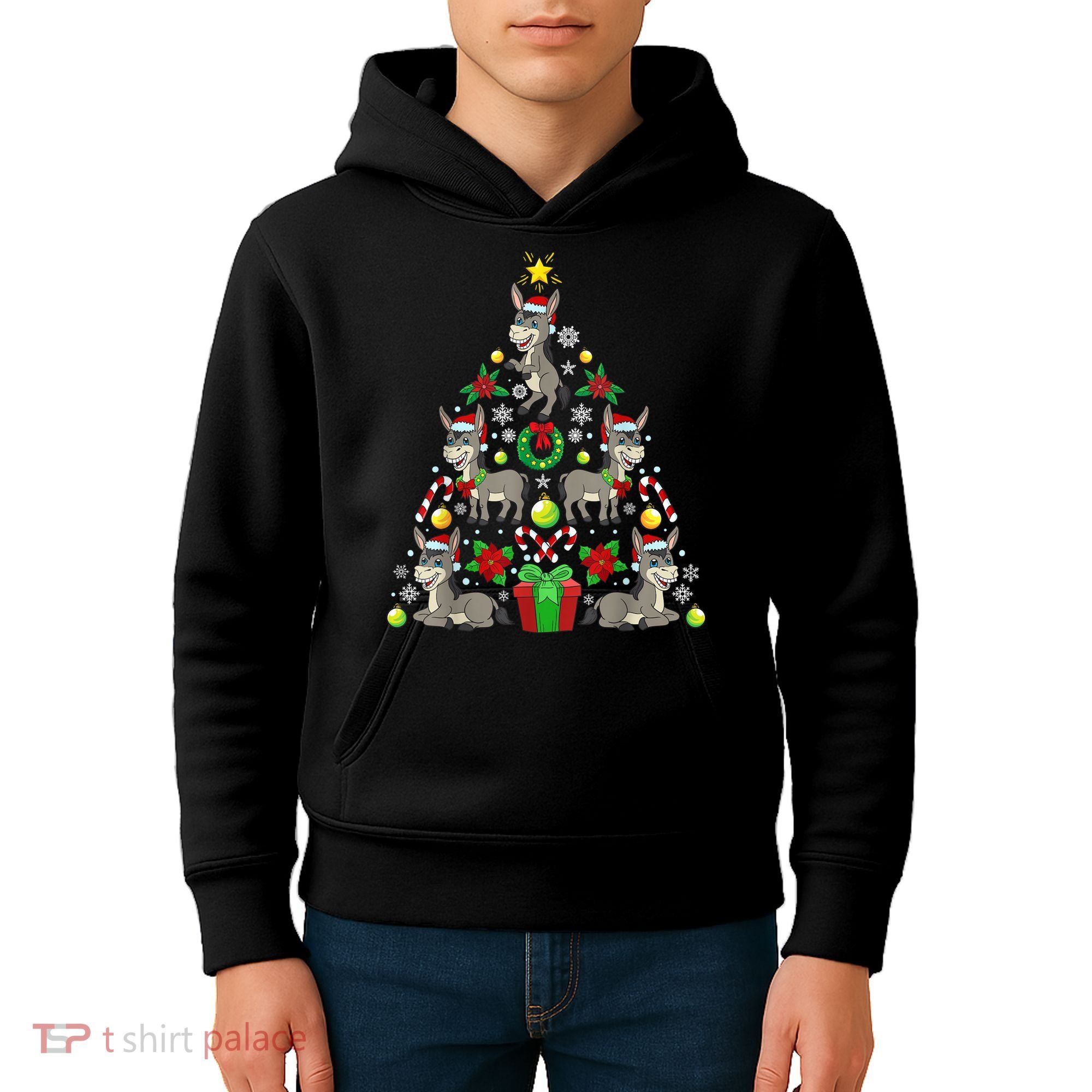 Donkey Christmas Tree Farmer Kids Hoodie