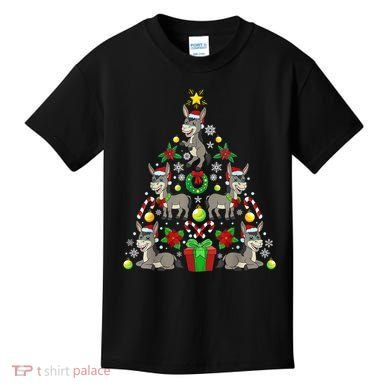 Donkey Christmas Tree Farmer Kids T-Shirt