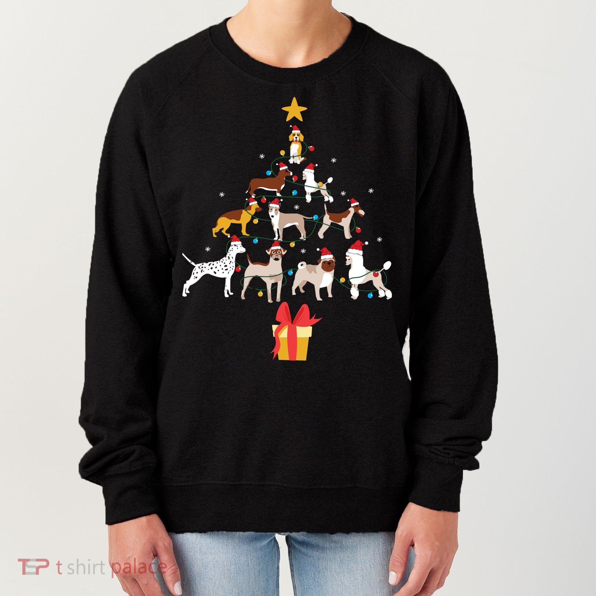 Dog Christmas Tree Lights Dog Lover Funny Xmas Women's Sweatshirt