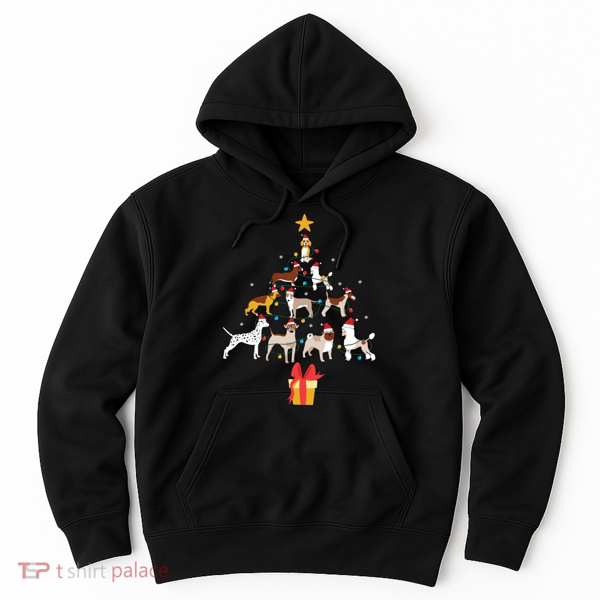 Dog Christmas Tree Lights Dog Lover Funny Xmas Hoodie