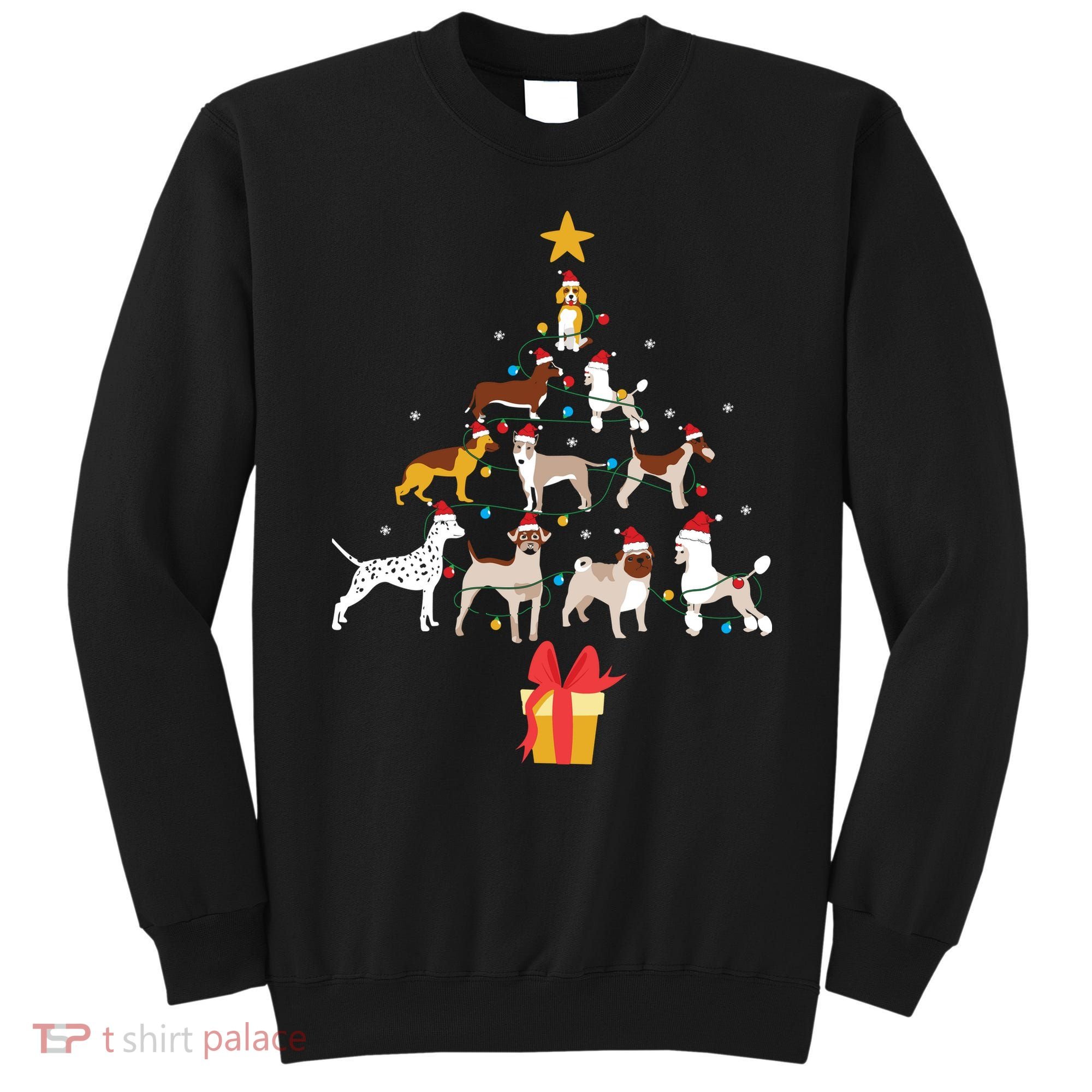 Dog Christmas Tree Lights Dog Lover Funny Xmas Sweatshirt
