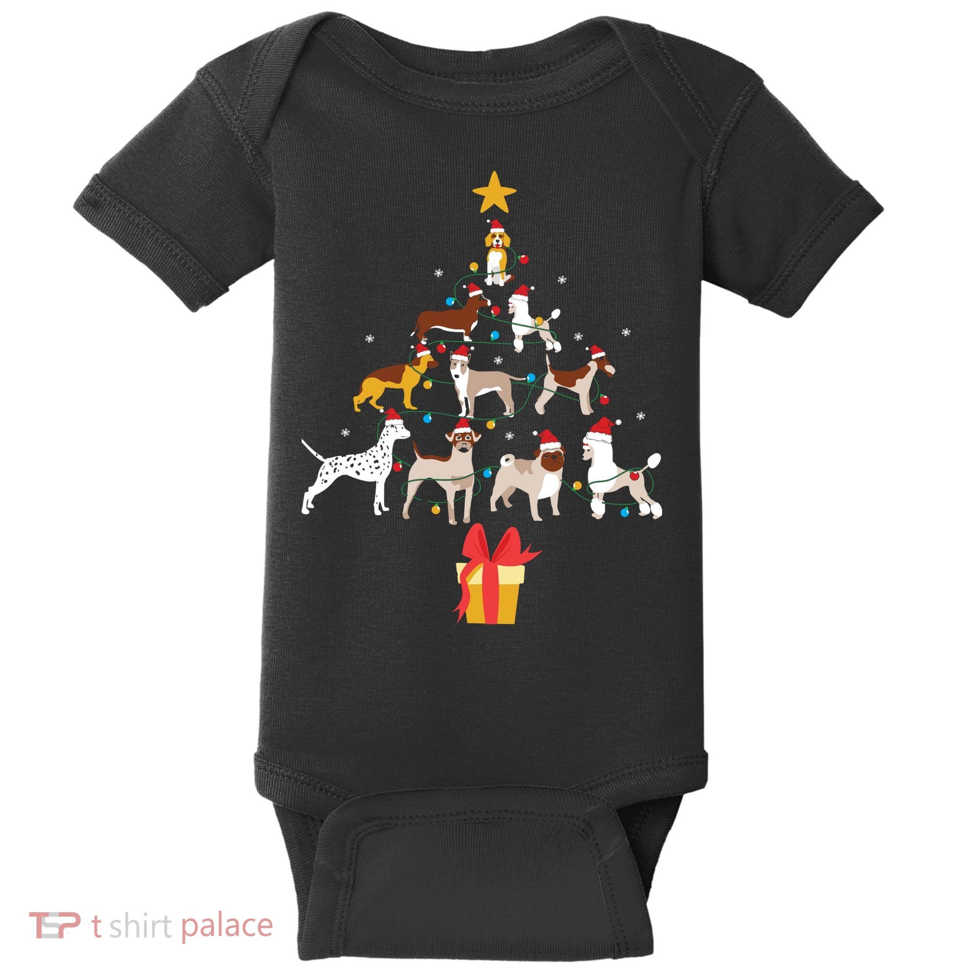 Dog Christmas Tree Lights Dog Lover Funny Xmas Baby Bodysuit