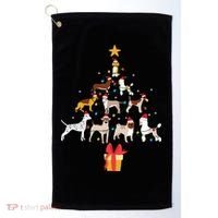 Dog Christmas Tree Lights Dog Lover Funny Xmas Golf Towel thumb 0