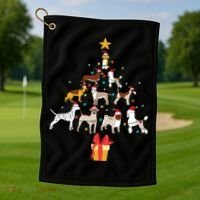 Dog Christmas Tree Lights Dog Lover Funny Xmas Golf Towel thumb 1