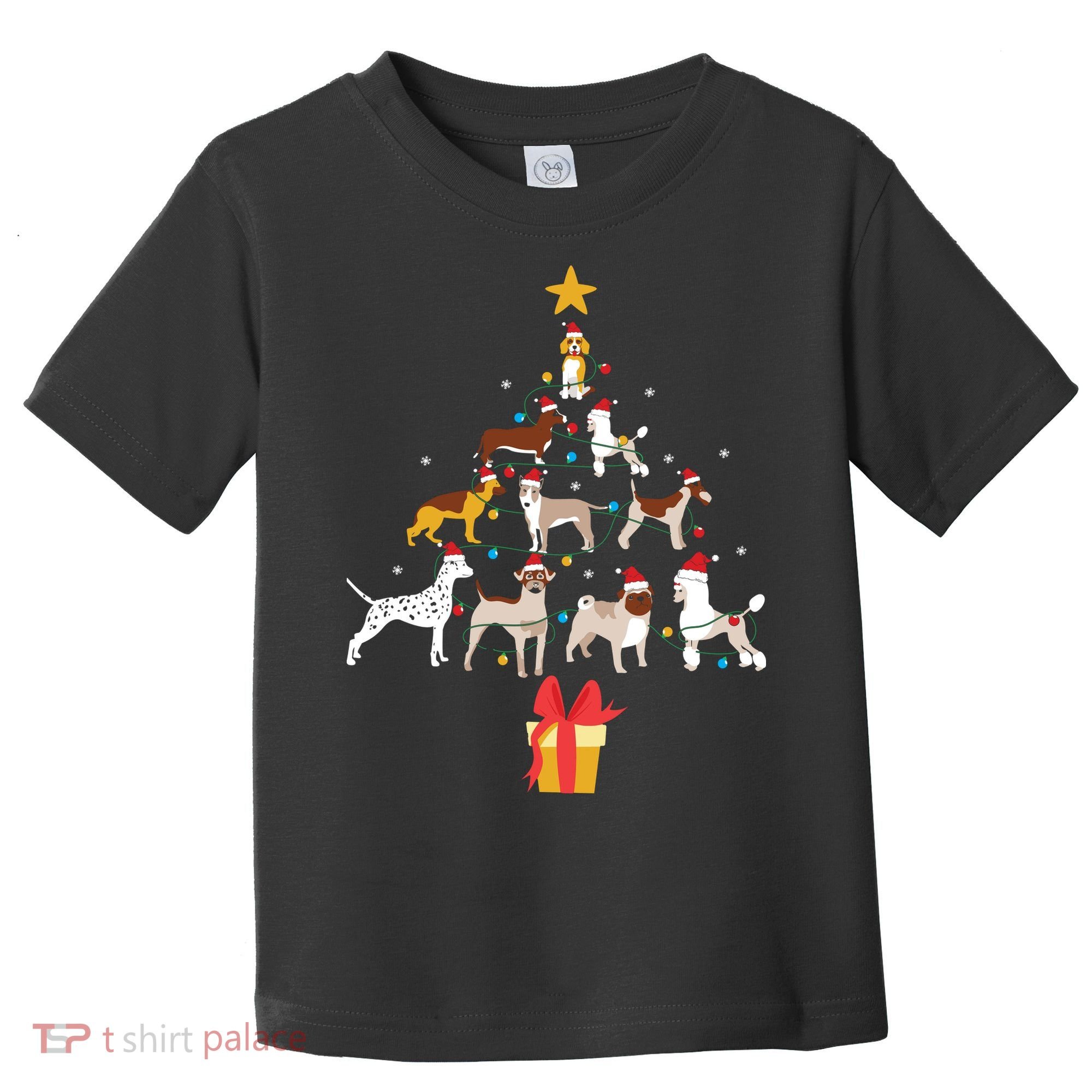 Dog Christmas Tree Lights Dog Lover Funny Xmas Toddler T-Shirt