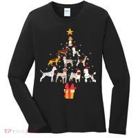 Dog Christmas Tree Lights Dog Lover Funny Xmas Women's Long Sleeve Shirt thumb 0