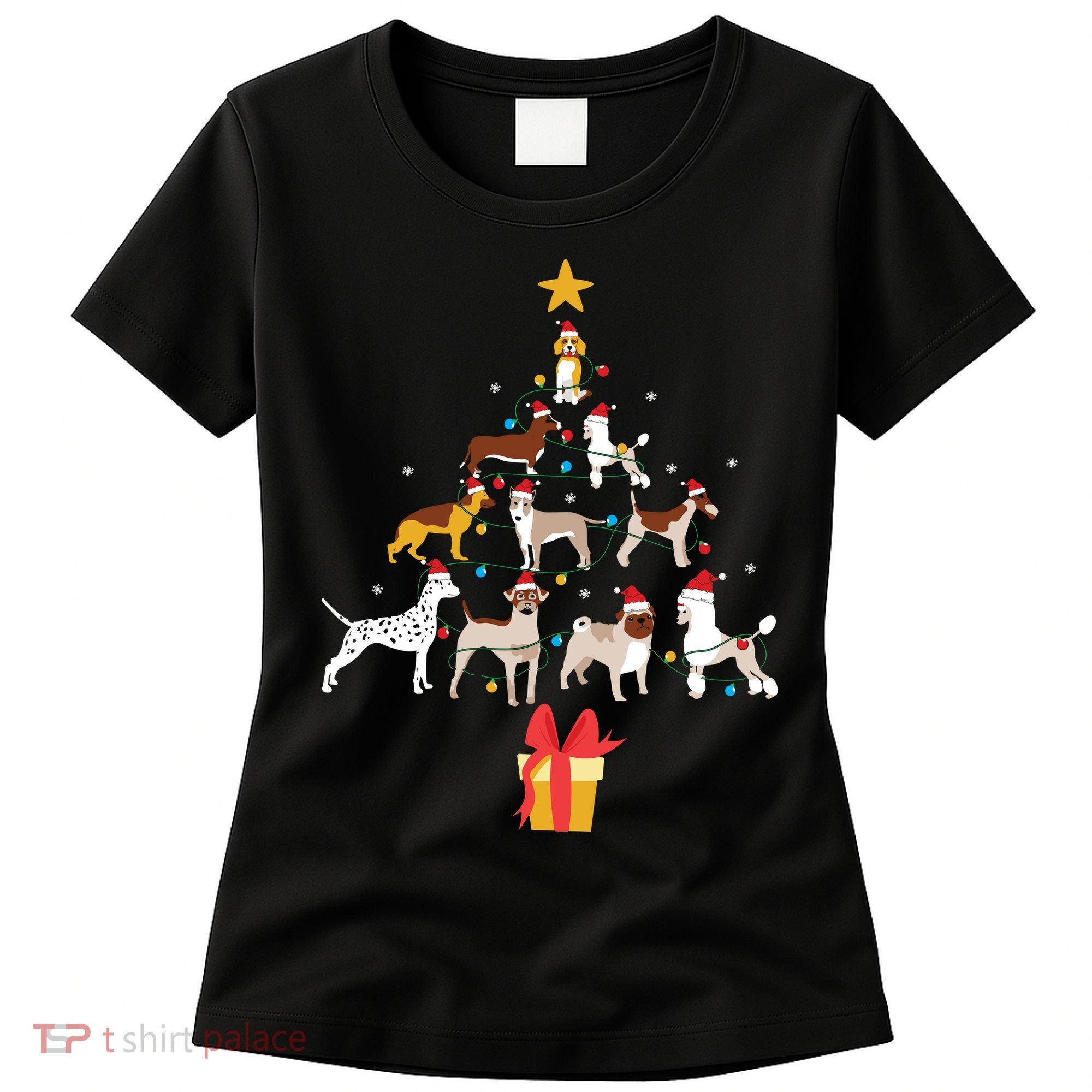 Dog Christmas Tree Lights Dog Lover Funny Xmas Women's T-Shirt