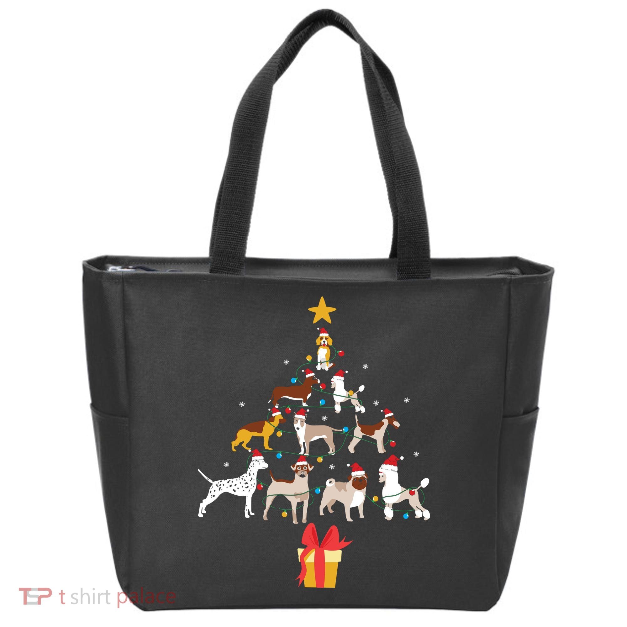 Dog Christmas Tree Lights Dog Lover Funny Xmas Tote Bag