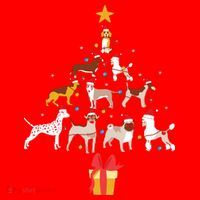 Dog Christmas Tree Lights Dog Lover Funny Xmas Santa Hat thumb 1