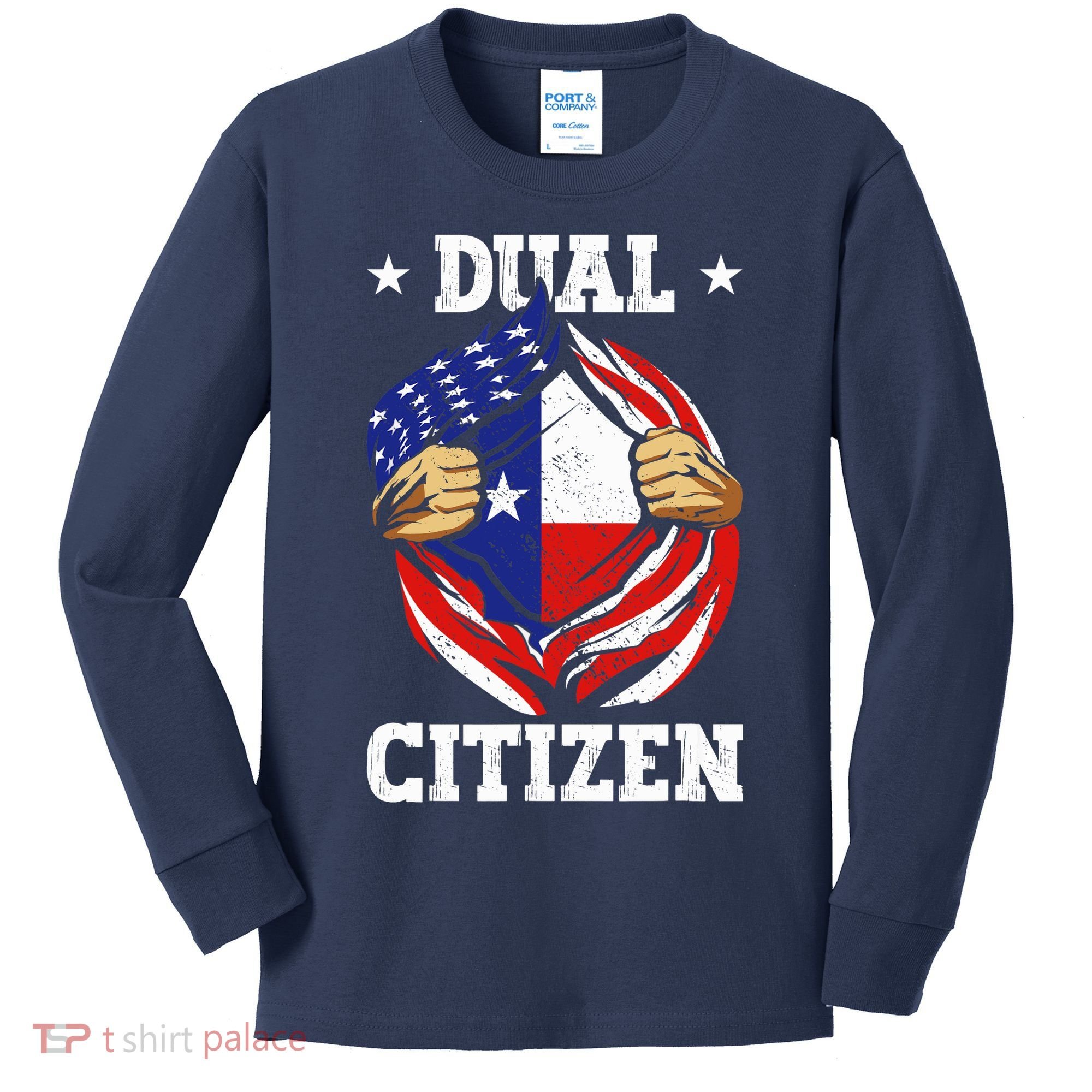 Dual Citizen Texas Pride Usa And Texas Flag Texan Kids Long Sleeve Shirt