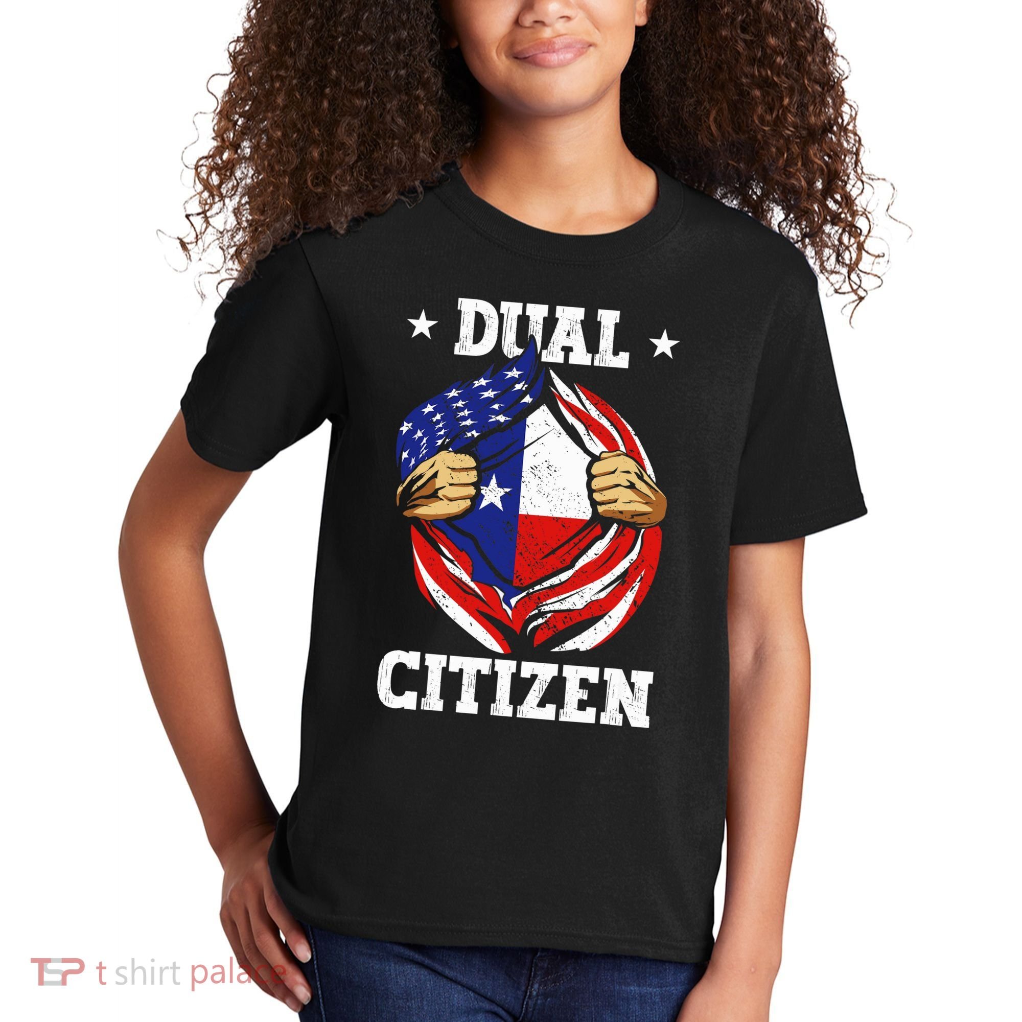 Dual Citizen Texas Pride Usa And Texas Flag Texan Kids T-Shirt