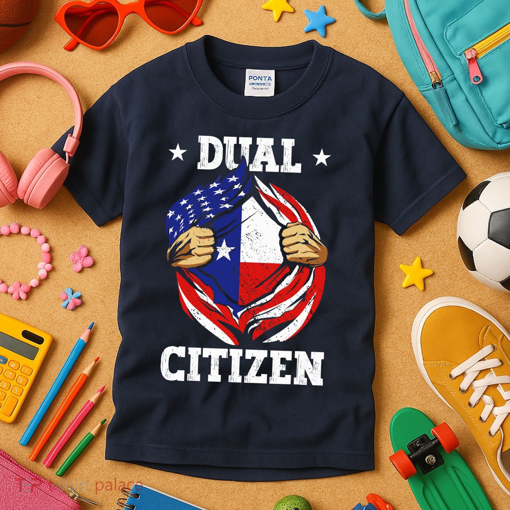 Dual Citizen Texas Pride Usa And Texas Flag Texan Kids T-Shirt