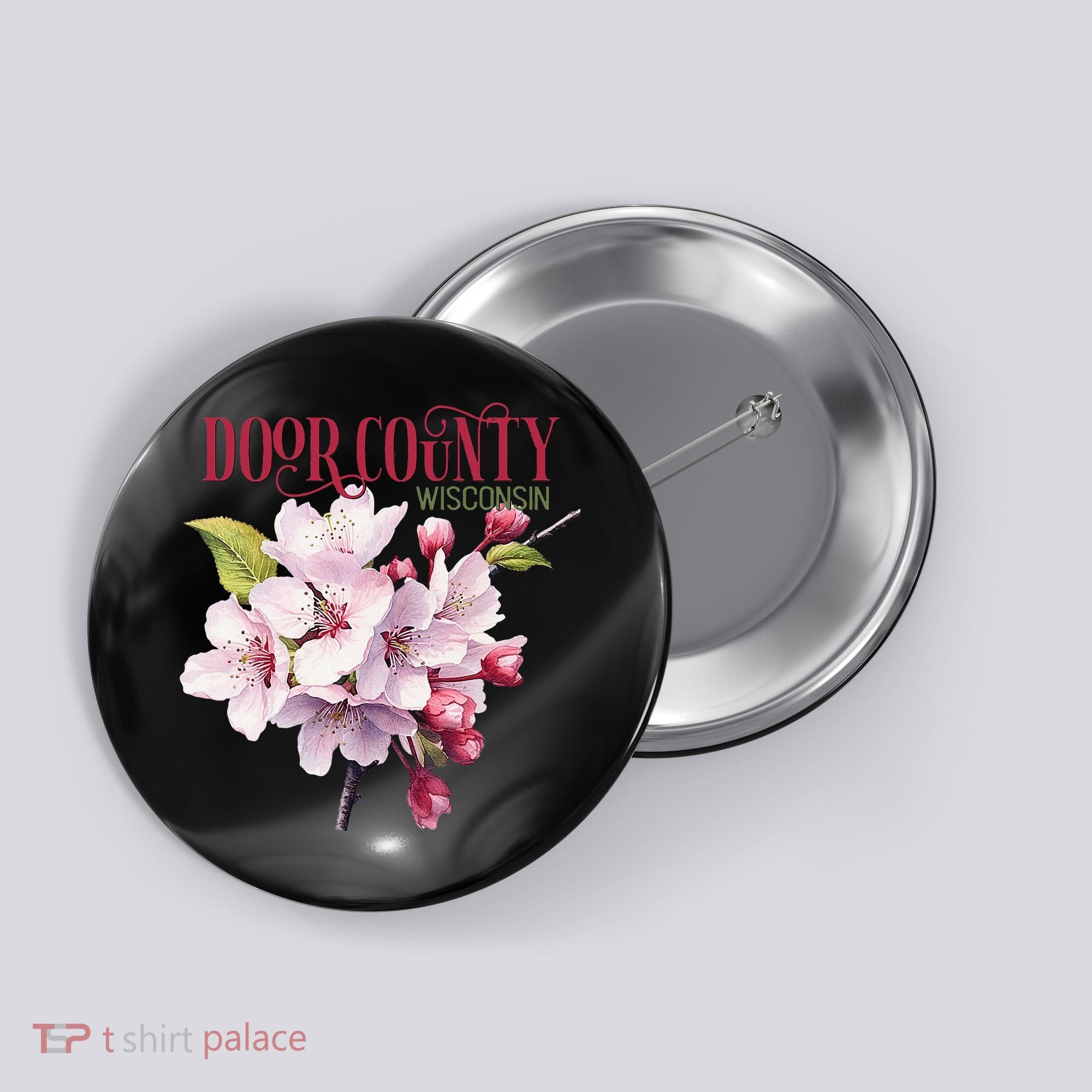 Door County Wisconsin Cherry Blossoms Festival Cherries Button