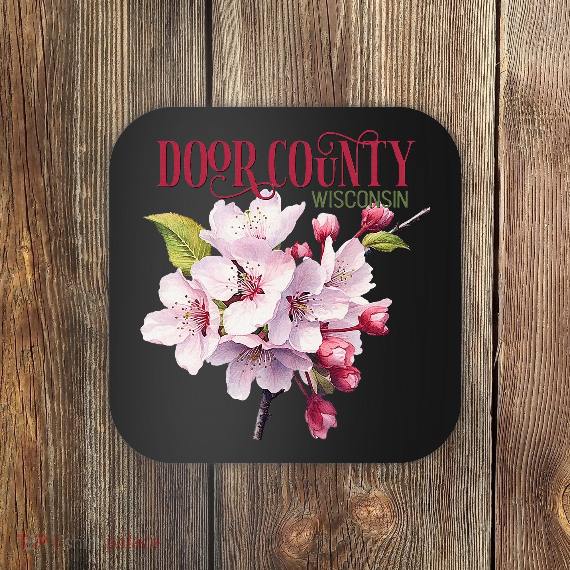 Door County Wisconsin Cherry Blossoms Festival Cherries Coaster