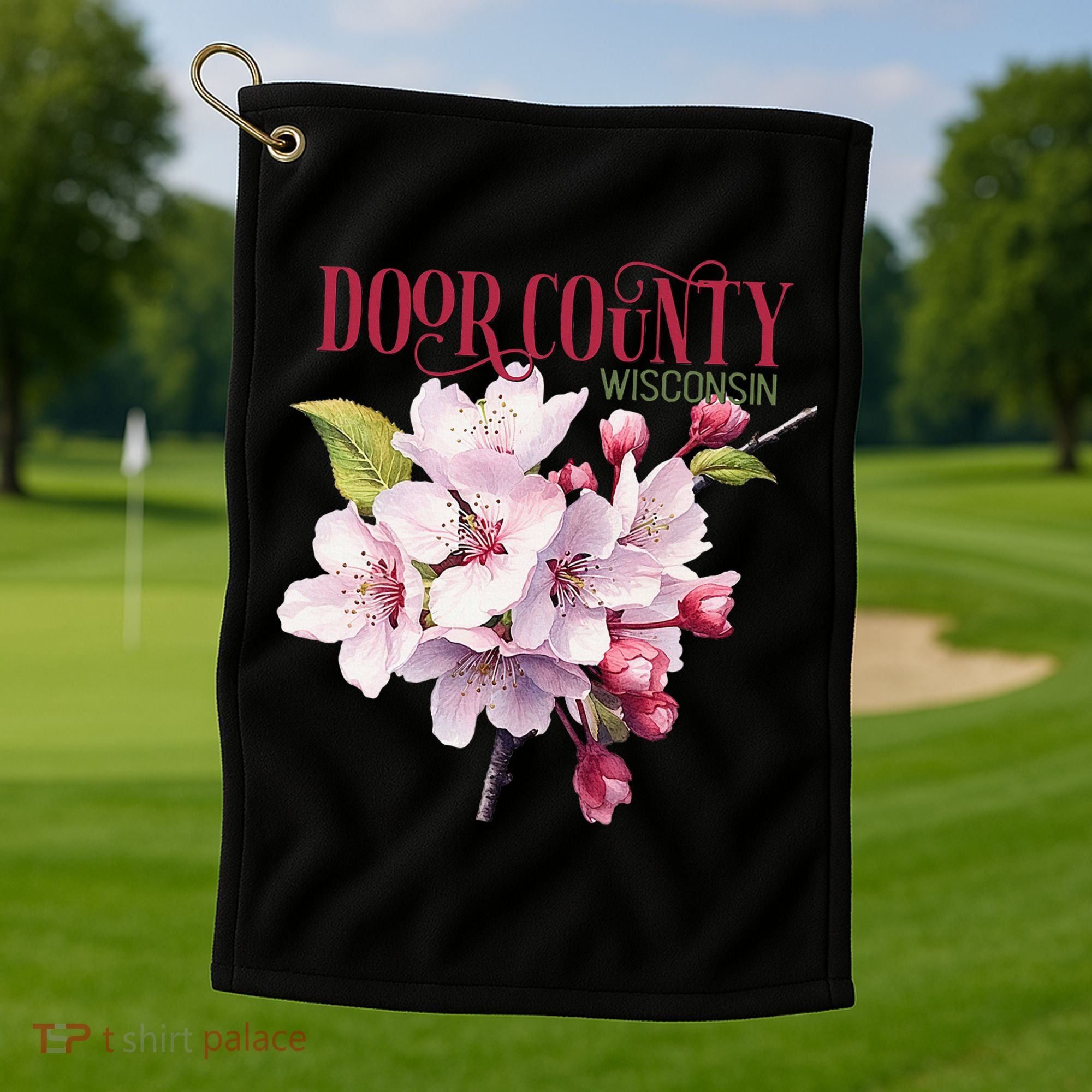 Door County Wisconsin Cherry Blossoms Festival Cherries Golf Towel