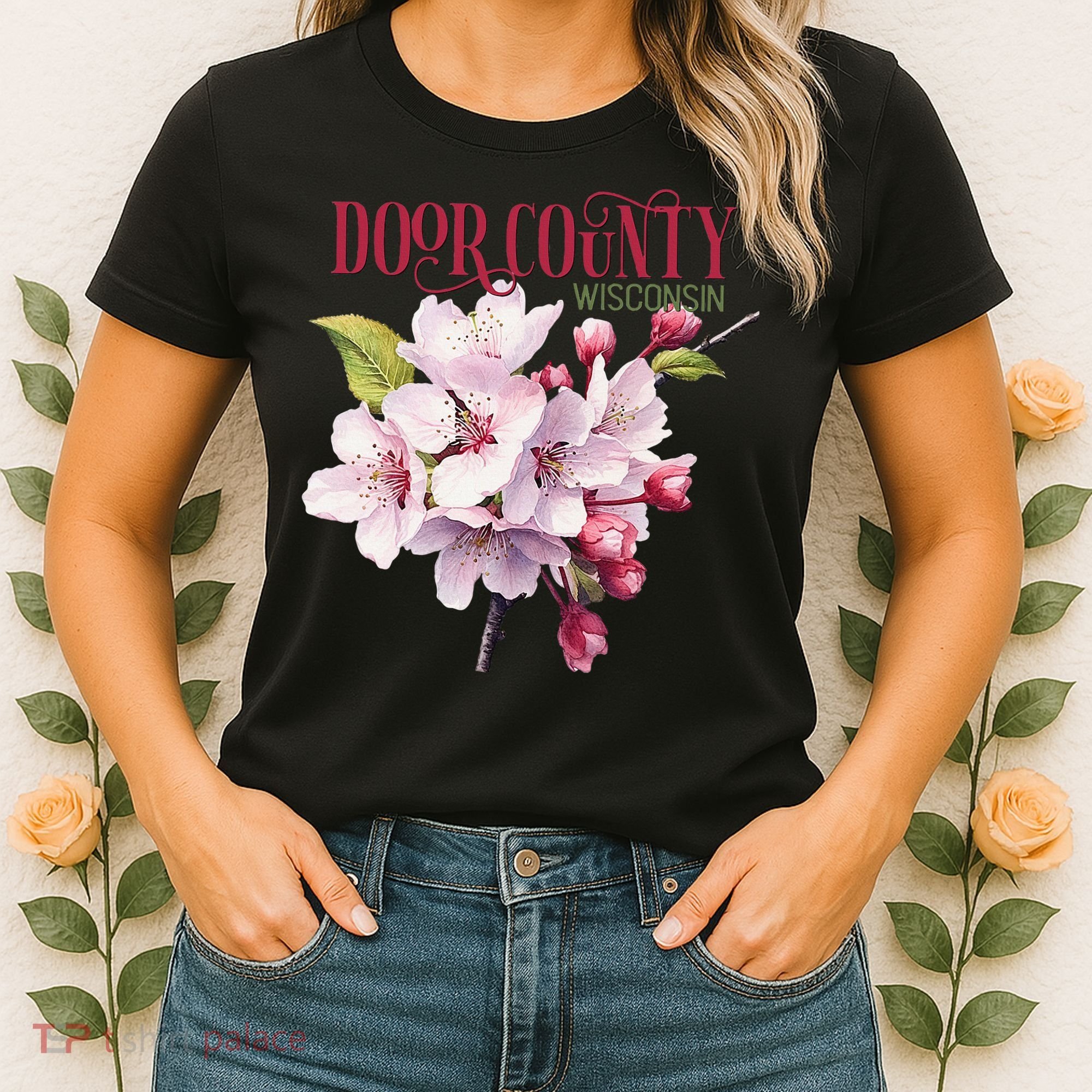 Door County Wisconsin Cherry Blossoms Festival Cherries Women's T-Shirt