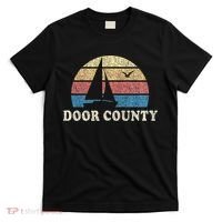 Door County Wi Vintage Sailboat 70s Throwback Sunset T-Shirt thumb 0