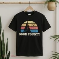 Door County Wi Vintage Sailboat 70s Throwback Sunset T-Shirt thumb 2