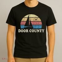 Door County Wi Vintage Sailboat 70s Throwback Sunset T-Shirt thumb 3