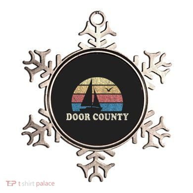 Door County Wi Vintage Sailboat 70s Throwback Sunset Ornament