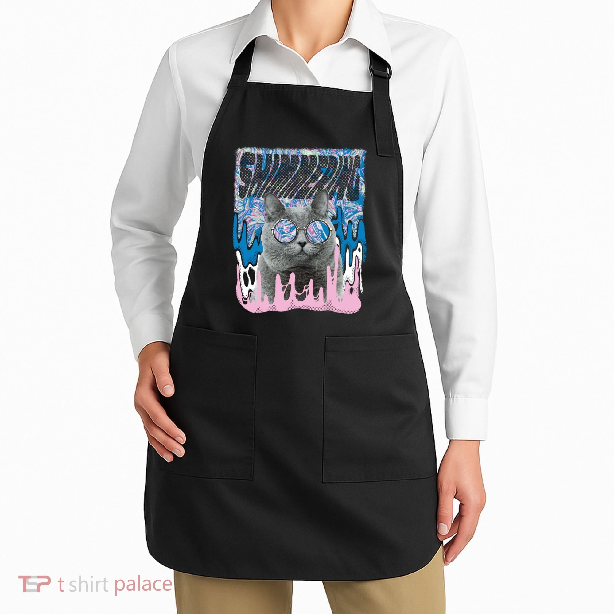 Dazed Cat With Glasses Apron