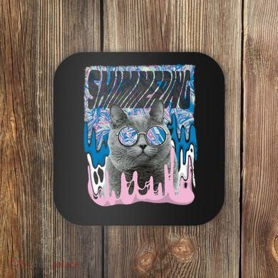 Dazed Cat With Glasses Coaster