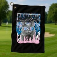 Dazed Cat With Glasses Golf Towel thumb 1