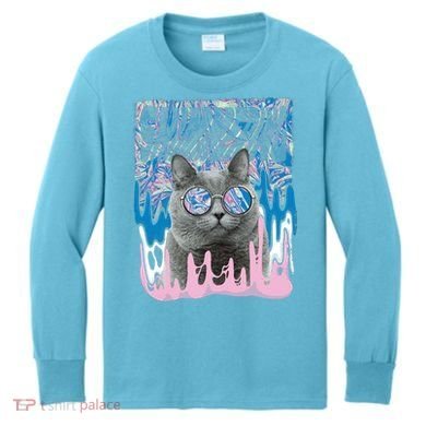 Dazed Cat With Glasses Kids Long Sleeve Shirt
