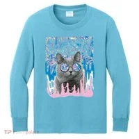 Dazed Cat With Glasses Kids Long Sleeve Shirt thumb 0